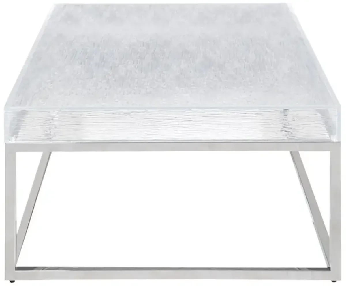 Chintaly Valerie Contemporary Square Cocktail Table with Acrylic Top & Steel Frame