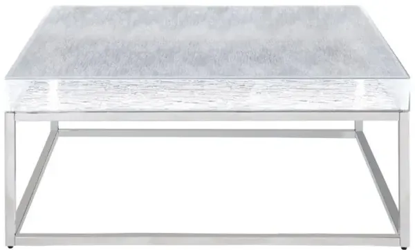 Chintaly Valerie Contemporary Square Cocktail Table with Acrylic Top & Steel Frame