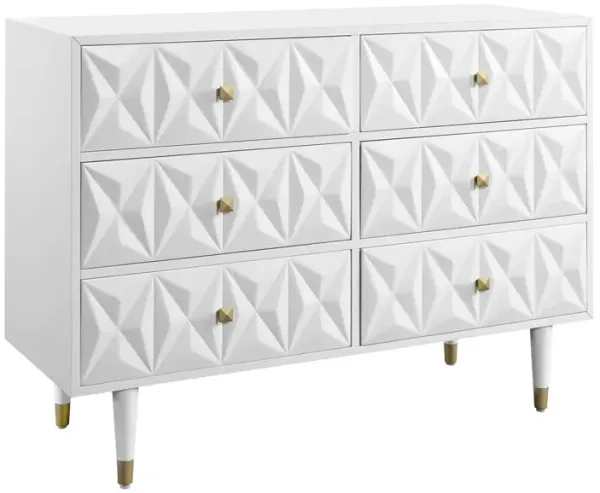 Linon 6-Drawer Geo Texture Dresser White