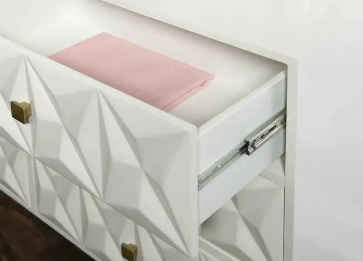 Linon 6-Drawer Geo Texture Dresser White