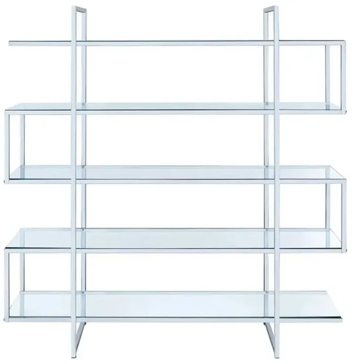 Coaster Elmer 63 Inch 5-Shelf Bookshelf Clear & Chrome