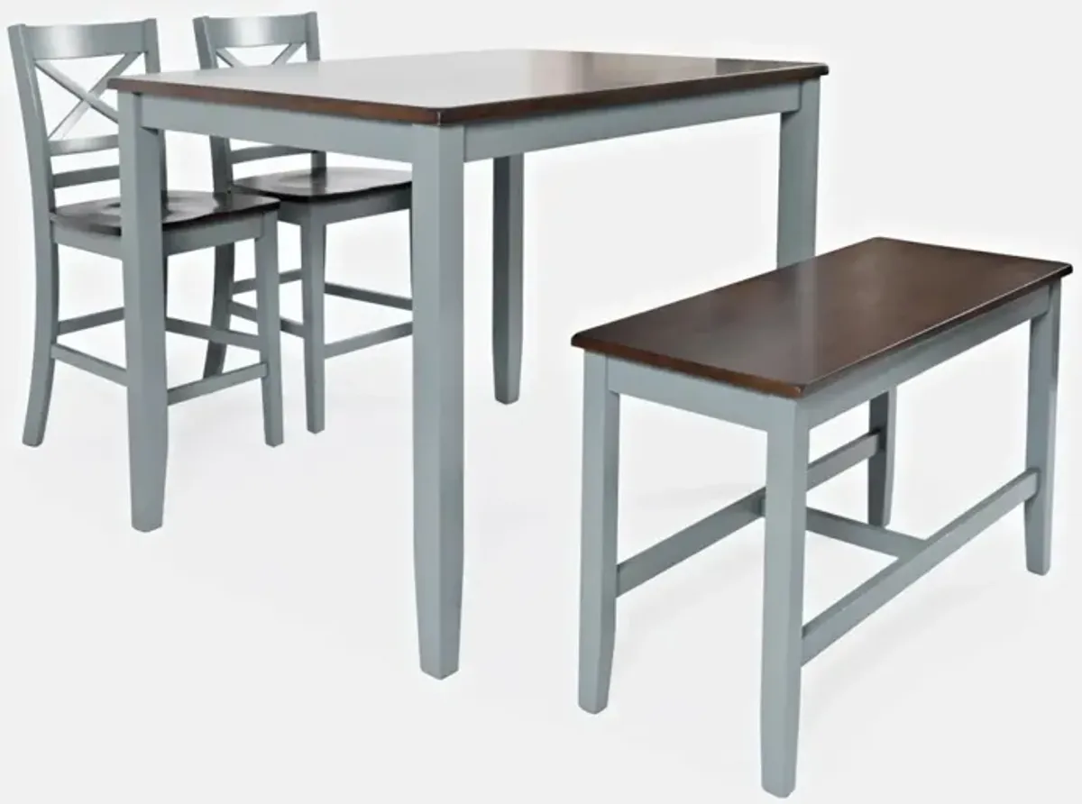 Jofran Asbury Park Table with 2 Stools, Bench Grey Autumn Brown