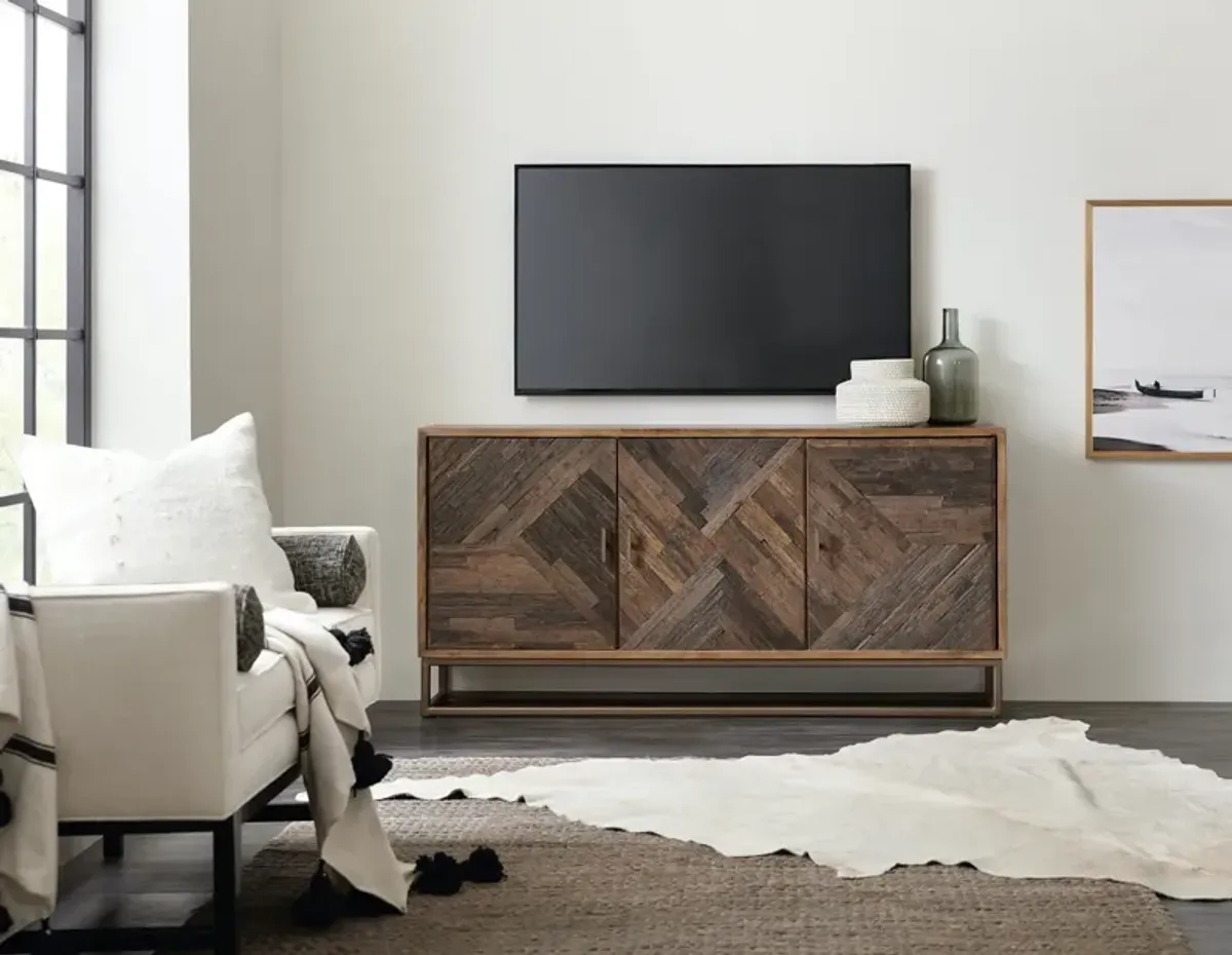 Hooker Furniture Parquet Patterned Wood TV Entertainment Console