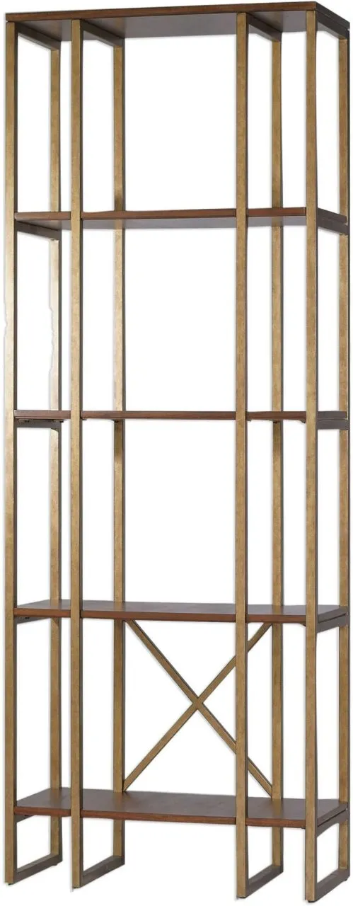 KARISHMA ANTIQUE GOLD ETAGERE BOOKCASE