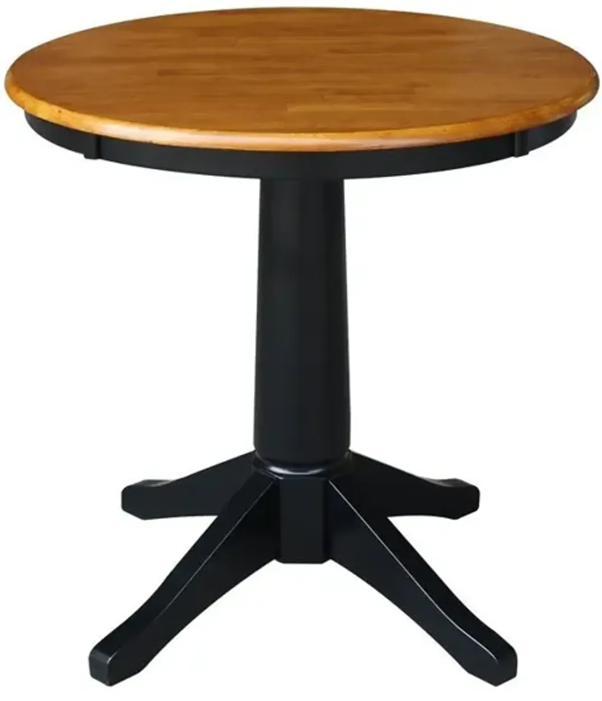DINING ESSENTIALS 30" ROUND TABLE TOP WITH 30" TRANSITIONAL PEDESTAL BASE IN CHERRY/BLACK