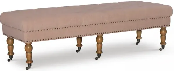 Linon 62 Inch Isabelle Washed Pink Linen Bench