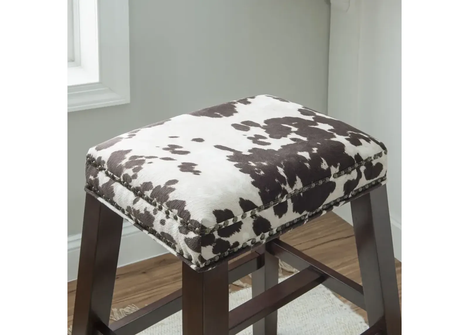 Linon Walt Brown Cow Print Bar Stool