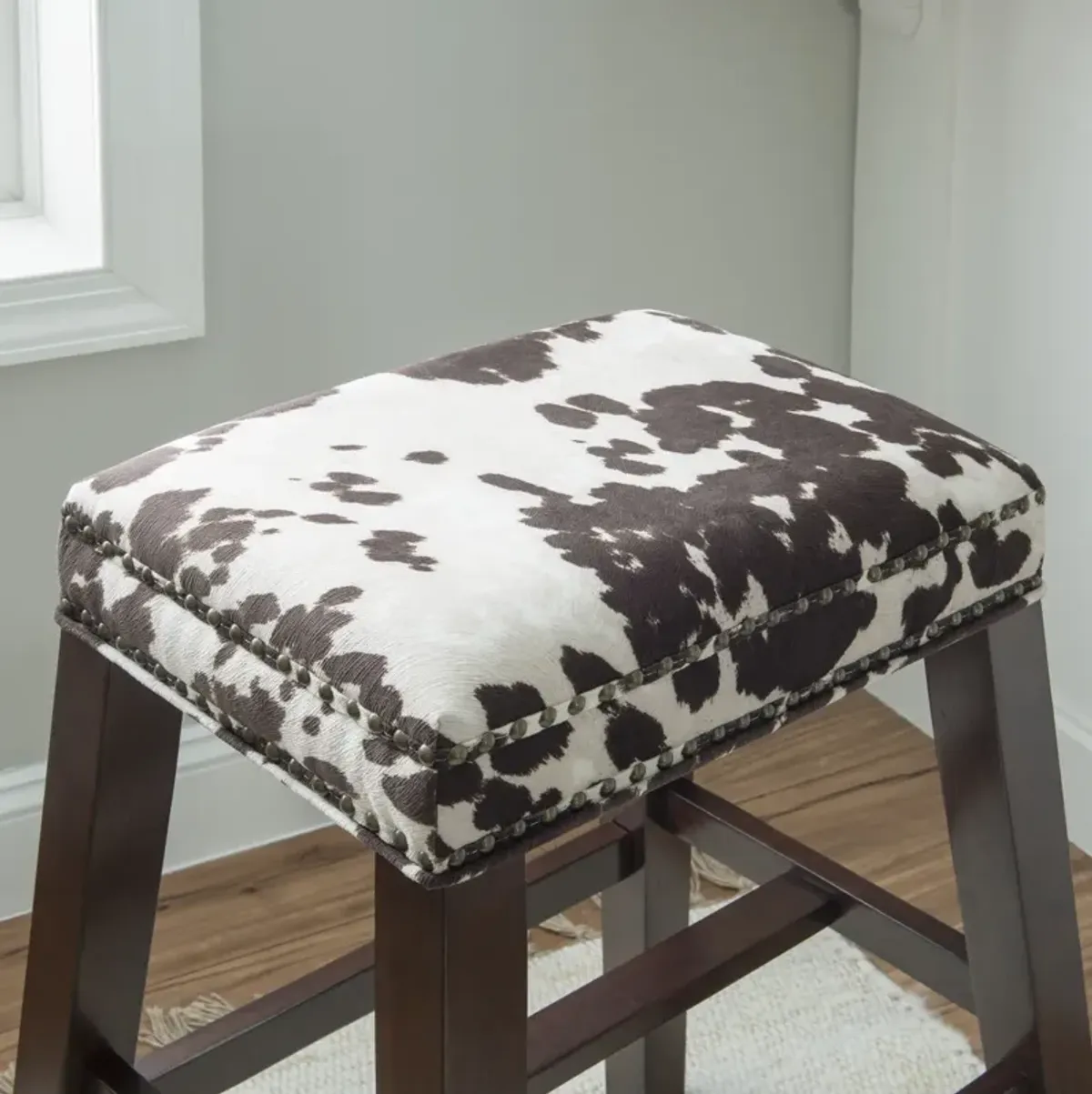 Linon Walt Brown Cow Print Bar Stool