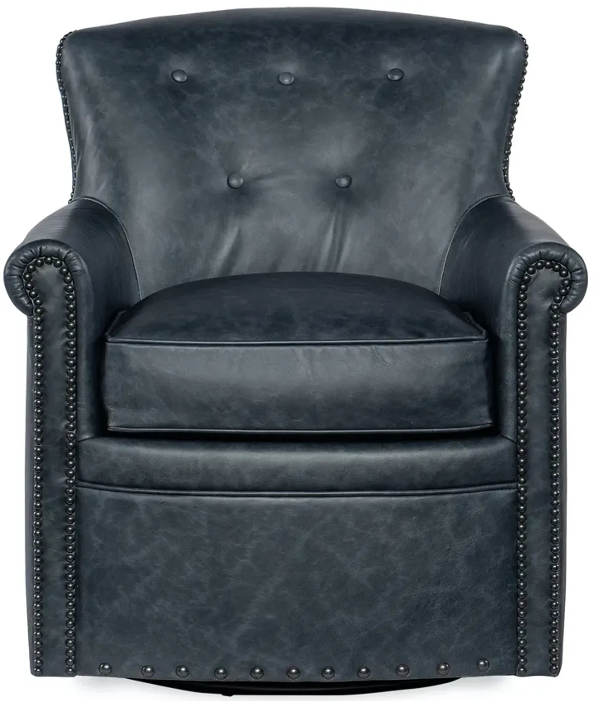 Hooker Furniture Oste River Deep Ocean Leather Swivel Club Chair