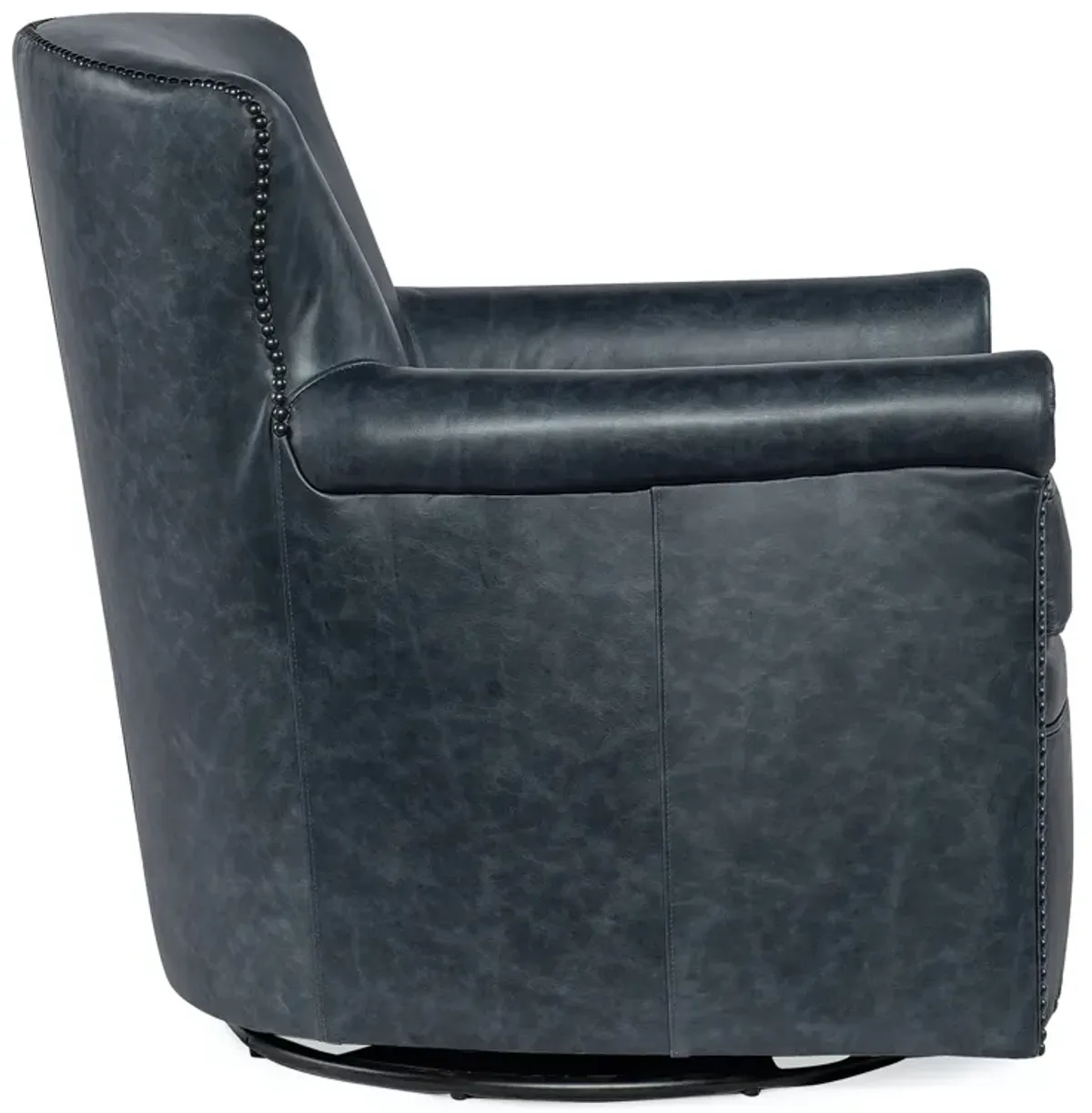 Hooker Furniture Oste River Deep Ocean Leather Swivel Club Chair