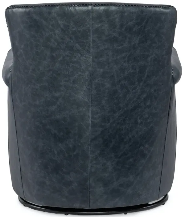 Hooker Furniture Oste River Deep Ocean Leather Swivel Club Chair