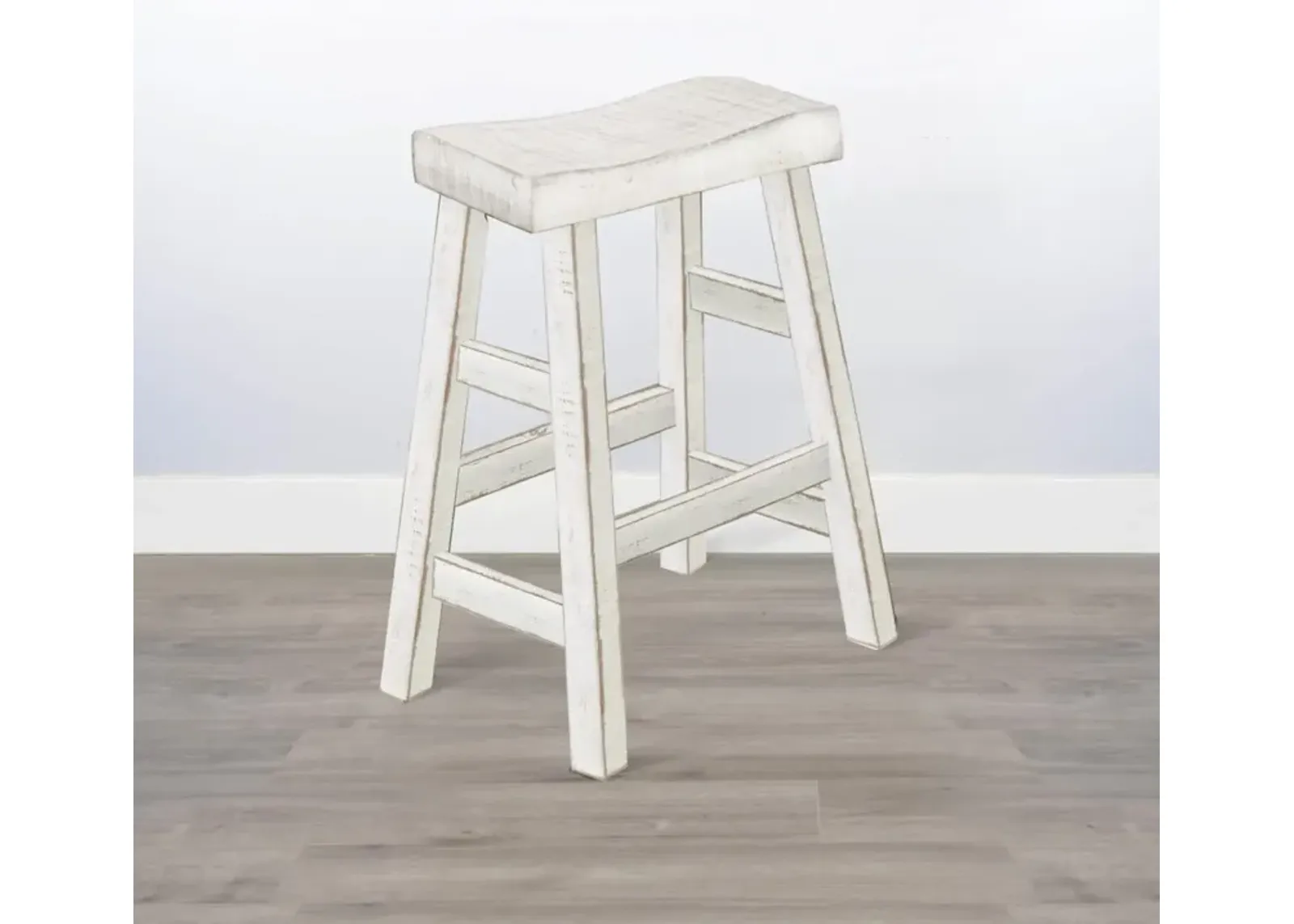 Sunny Designs Marina White Sand 30 Inch Saddle Seat Stool Wood Seat