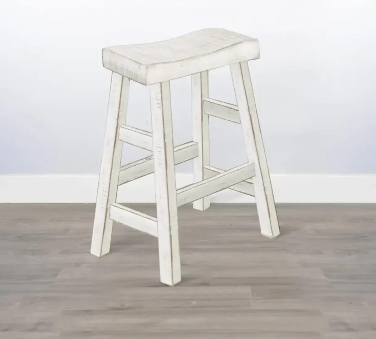 Sunny Designs Marina White Sand 30 Inch Saddle Seat Stool Wood Seat