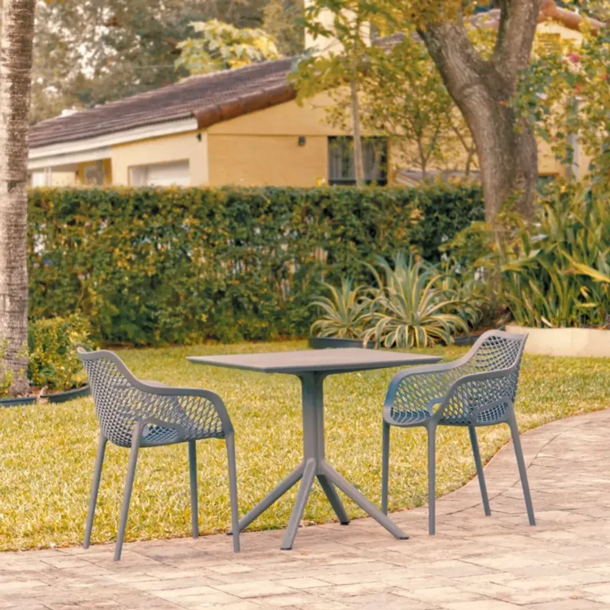 Compamia Air XL Patio Dining Set with 2 Arm Chairs Dark Gray