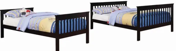 Coaster Chapman Wood Twin Over Full Bunk Bed Black