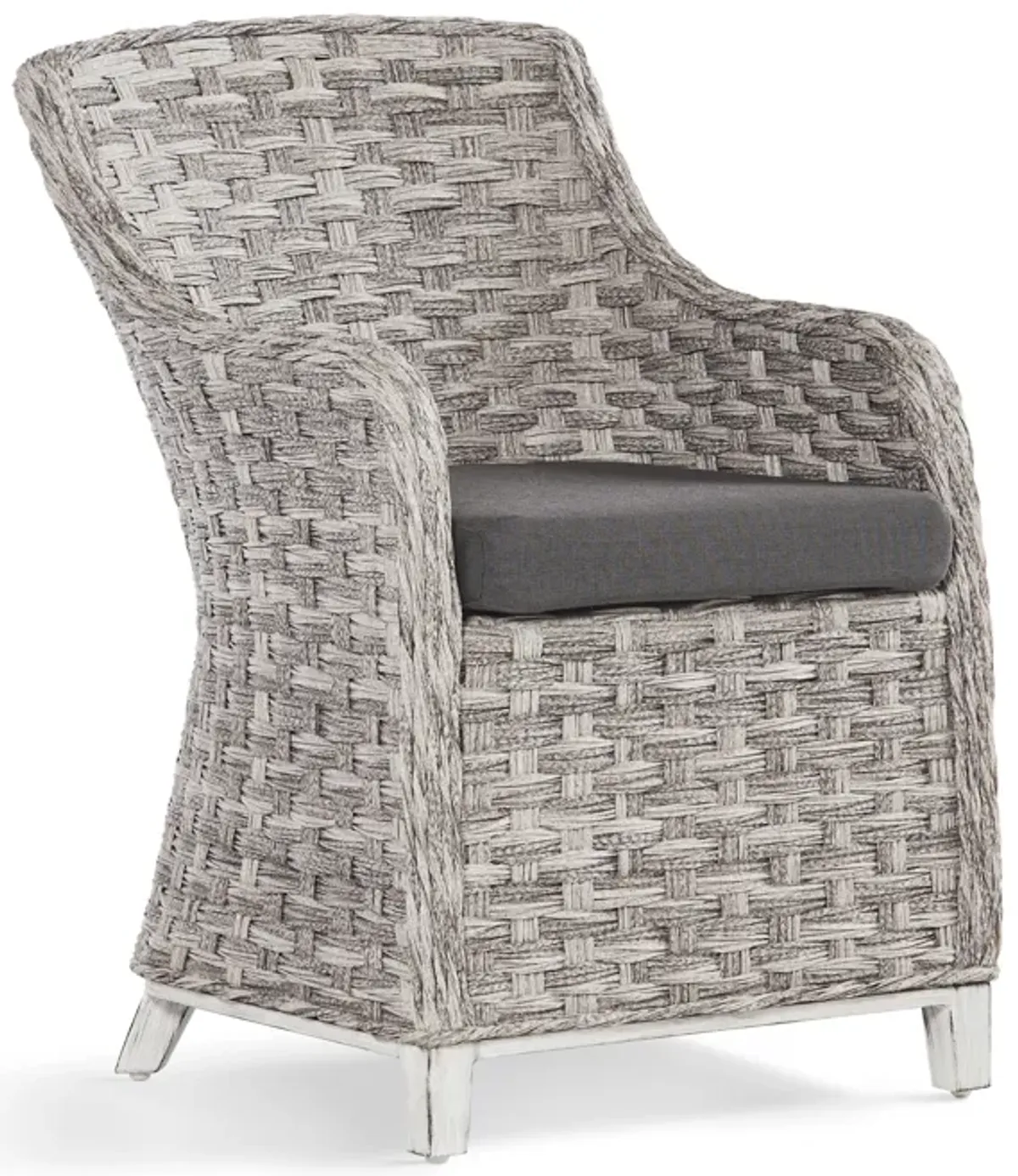 South Sea Outdoor Living Grand Isle Arm Dining Chair with Cast Silver Fabric