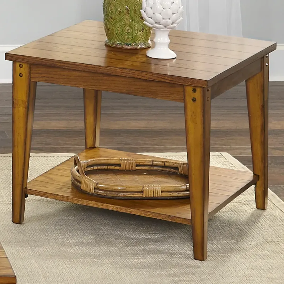 Liberty Furniture Square Lamp Oak Occasional Table Lake House