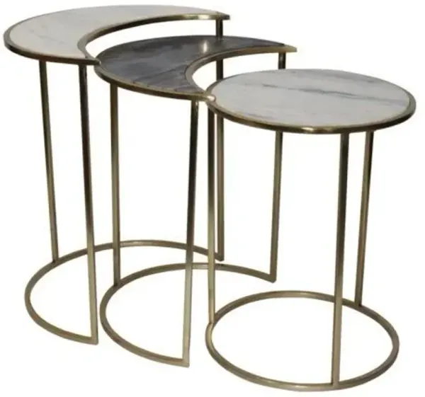 Crestview Astronomy 3-Piece Gold/White Nesting Tables