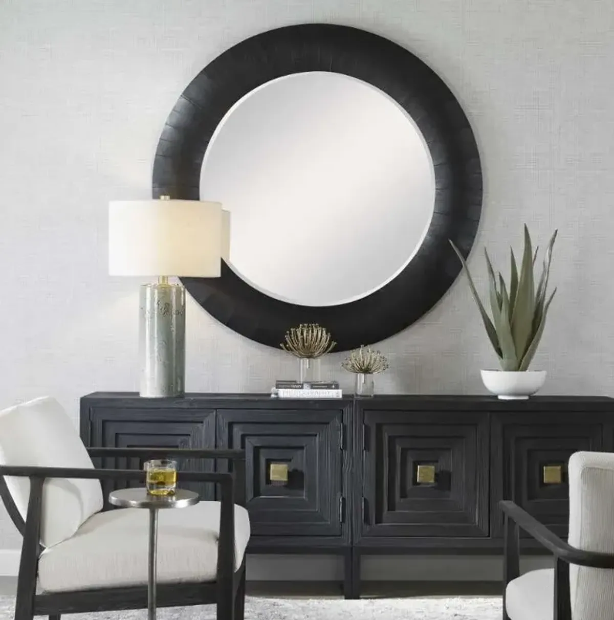 STOCKADE DARK ESPRESSO ROUND MIRROR