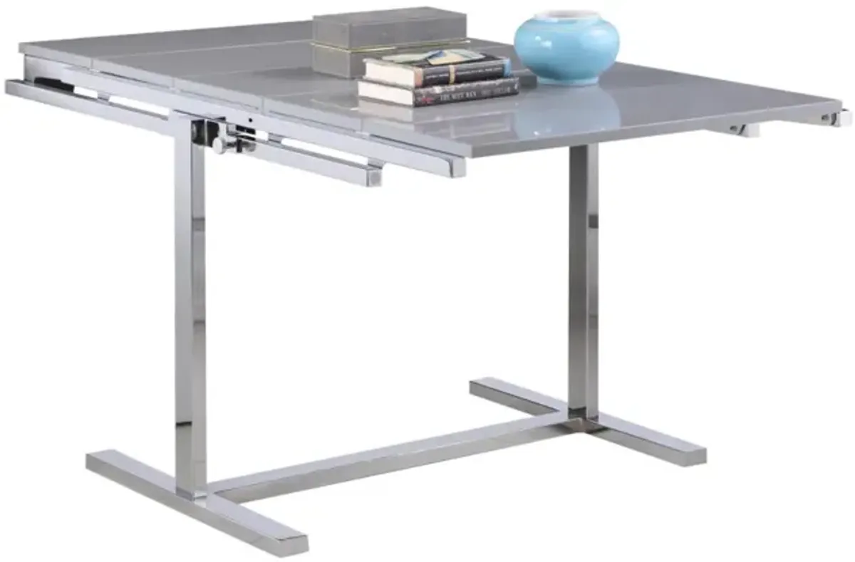 Chintaly Grey 32 Inch Convertible Bookshelf & Dining Table