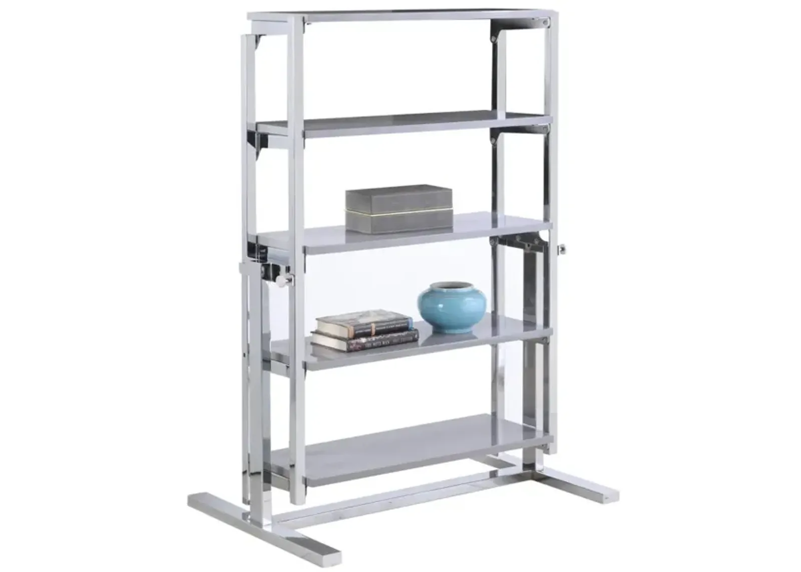 Chintaly Grey 32 Inch Convertible Bookshelf & Dining Table