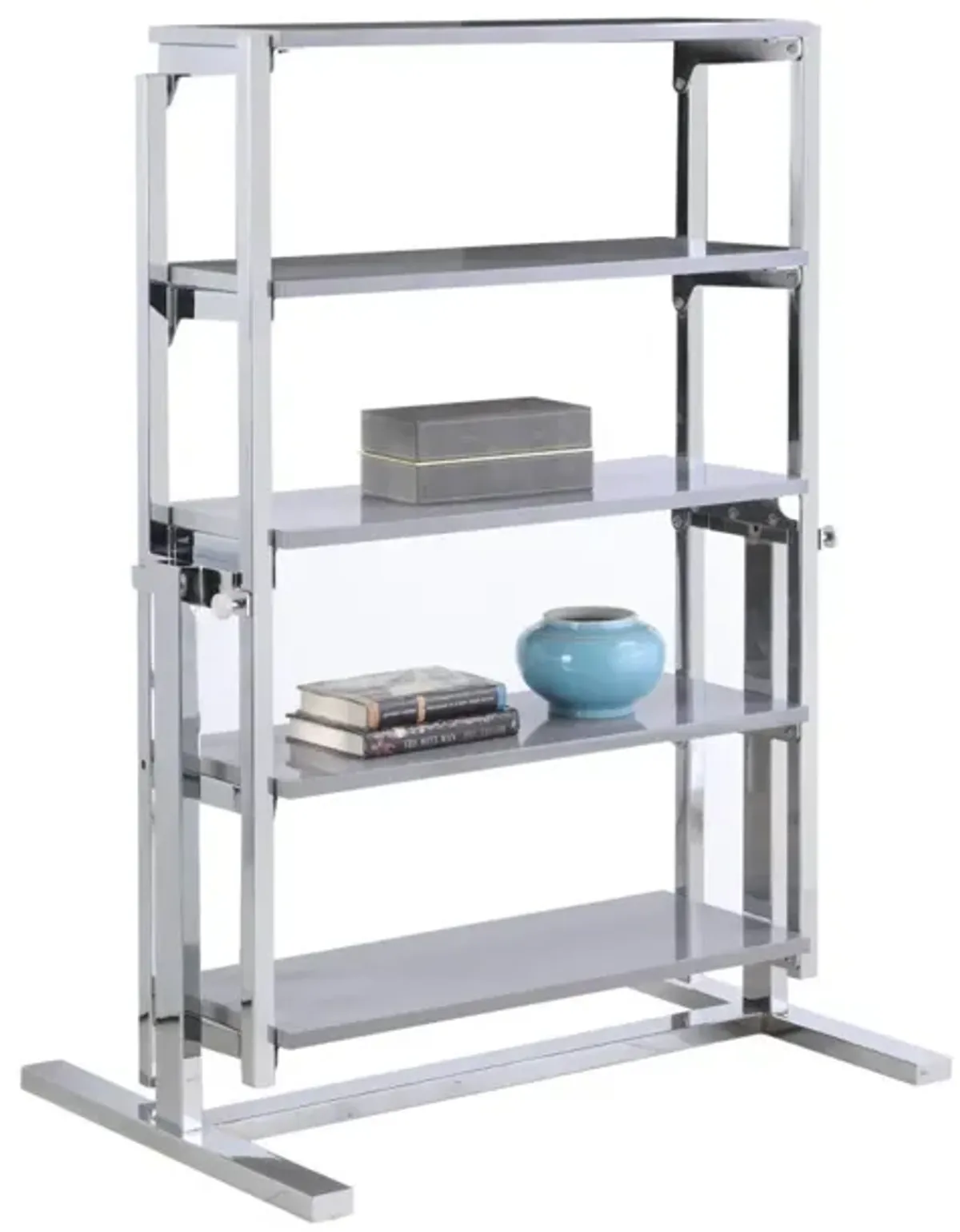 Chintaly Grey 32 Inch Convertible Bookshelf & Dining Table