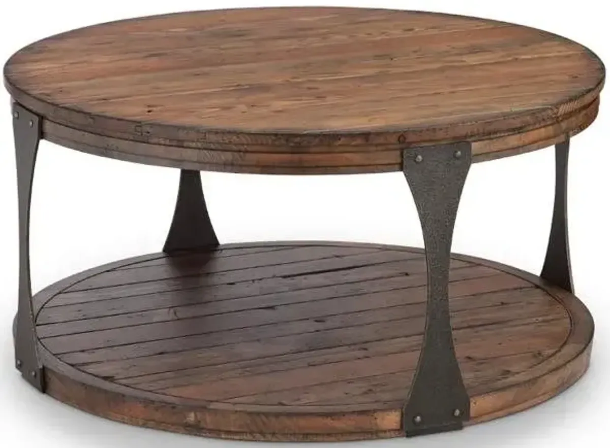 Magnussen Wood Round Cocktail Table with Casters Montgomery