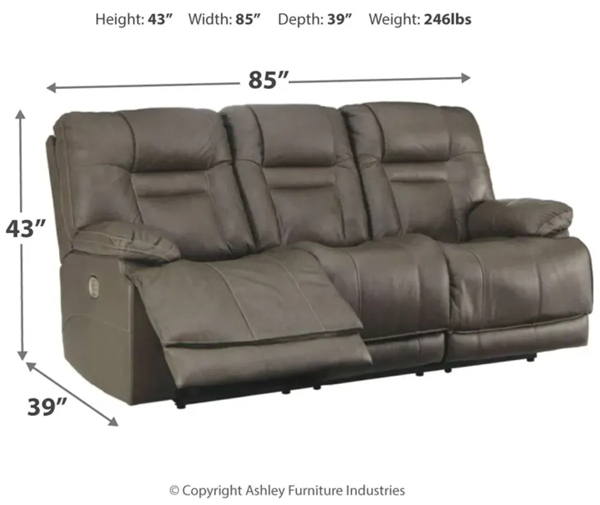 Ashley Wurstrow Smoke Power Reclining Sofa with Adjustable Headrest