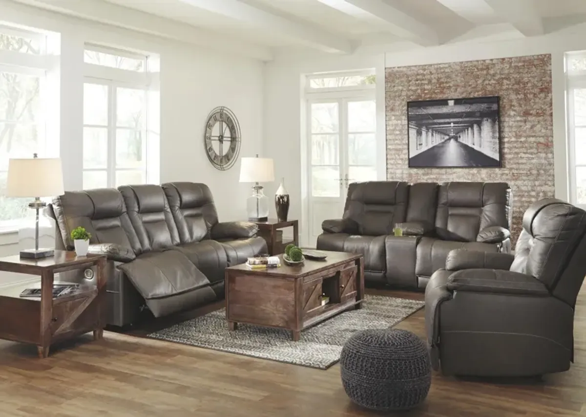 Ashley Wurstrow Smoke Power Reclining Sofa with Adjustable Headrest