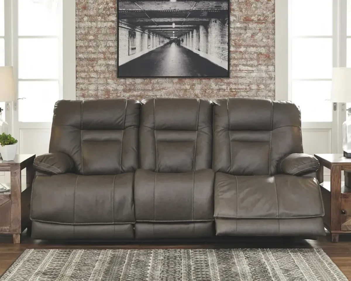 Ashley Wurstrow Smoke Power Reclining Sofa with Adjustable Headrest