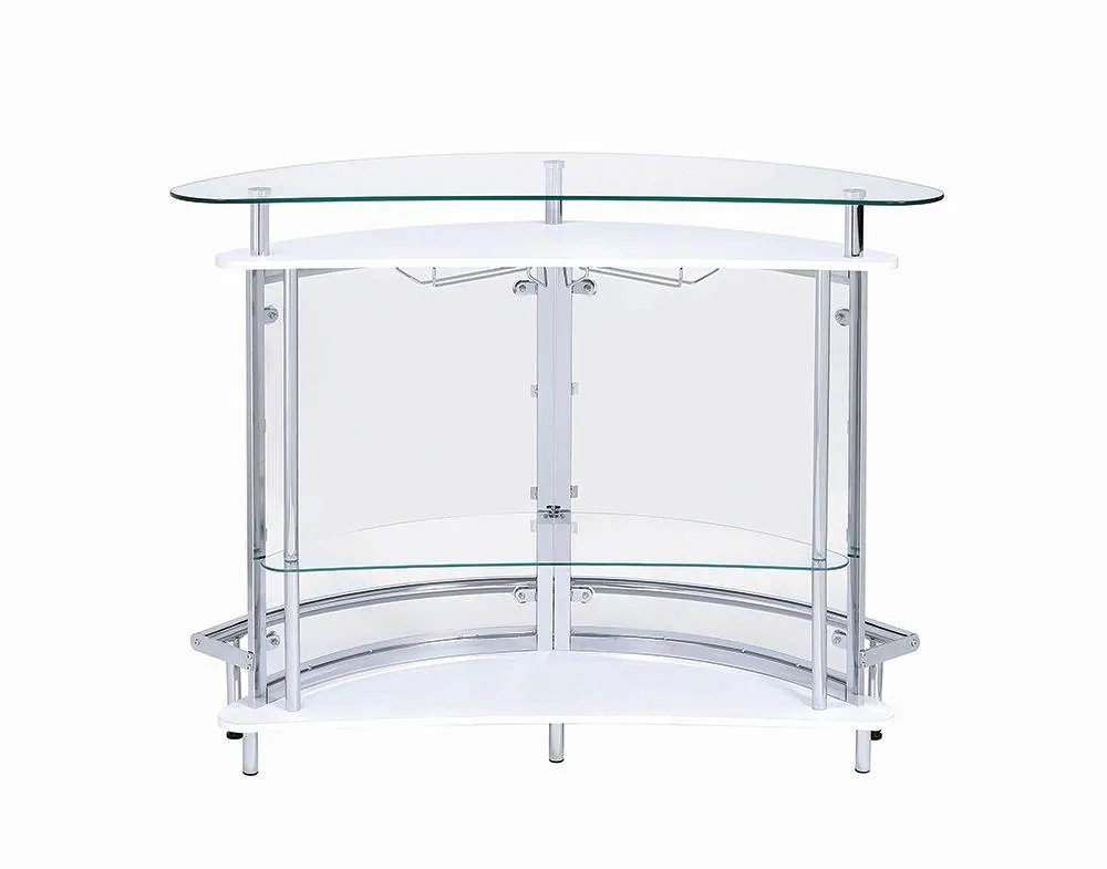 GLASS & WHITE/CHROME BAR UNIT