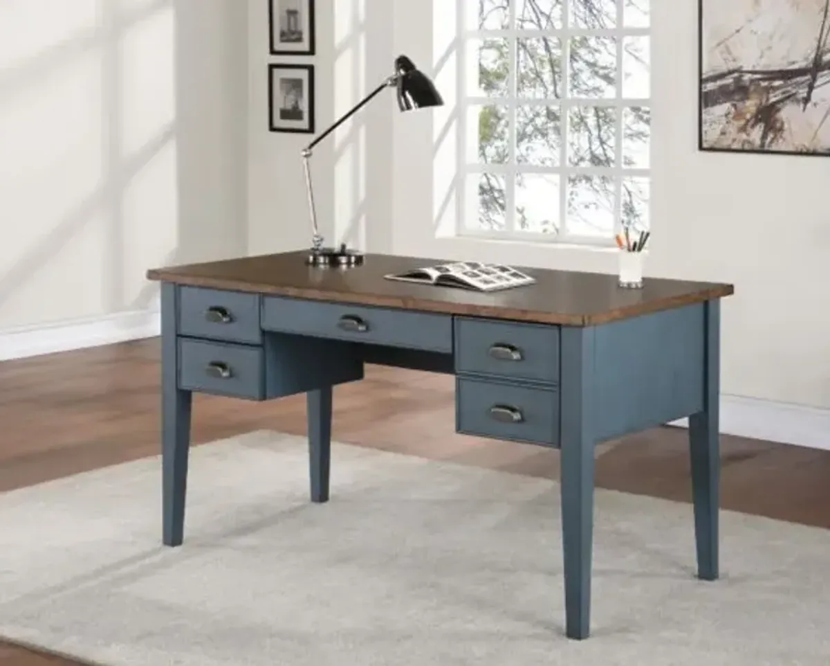 FAIRMONT DUSTY BLUE HALF PEDESTAL DESK