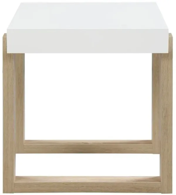 Coaster Pala Rectangular End Table White High Gloss & Natural