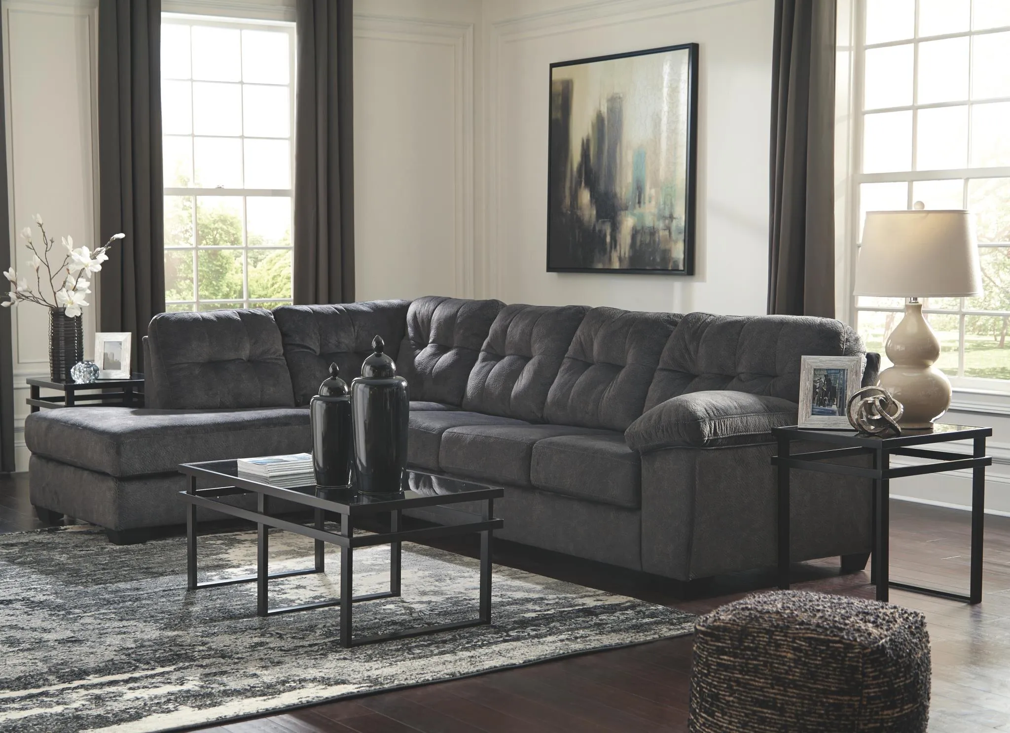 ACCRINGTON 2-PIECE SLEEPER SECTIONAL WITH CHAISE GRANITE SIGNATURE DESIGN