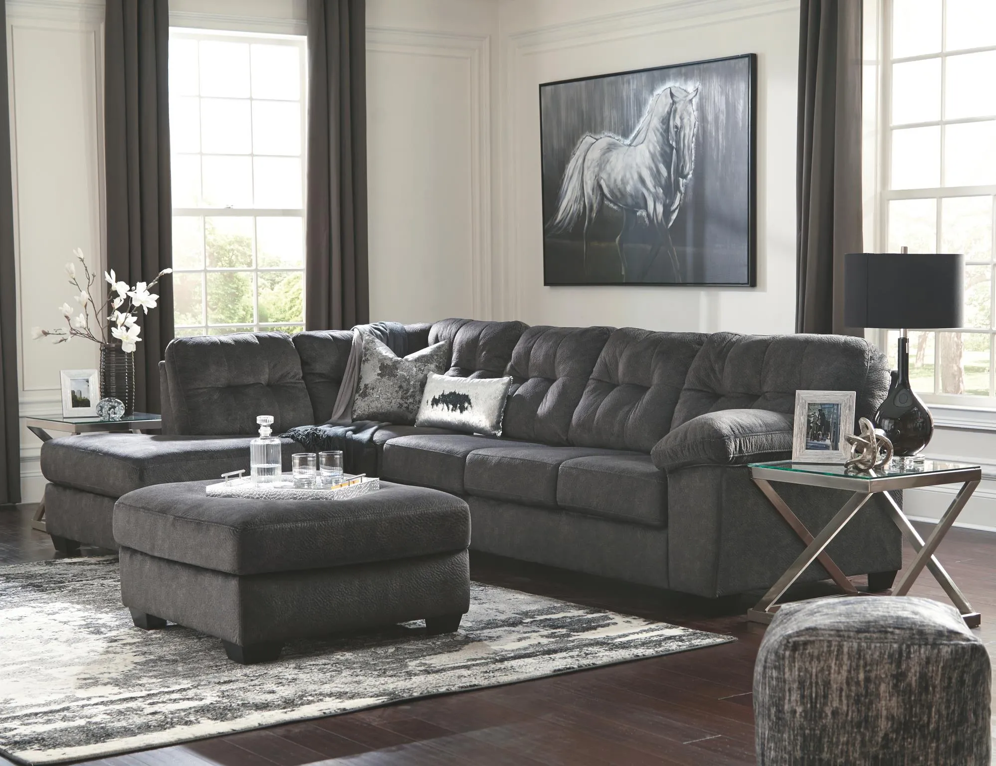 ACCRINGTON 2-PIECE SLEEPER SECTIONAL WITH CHAISE GRANITE SIGNATURE DESIGN