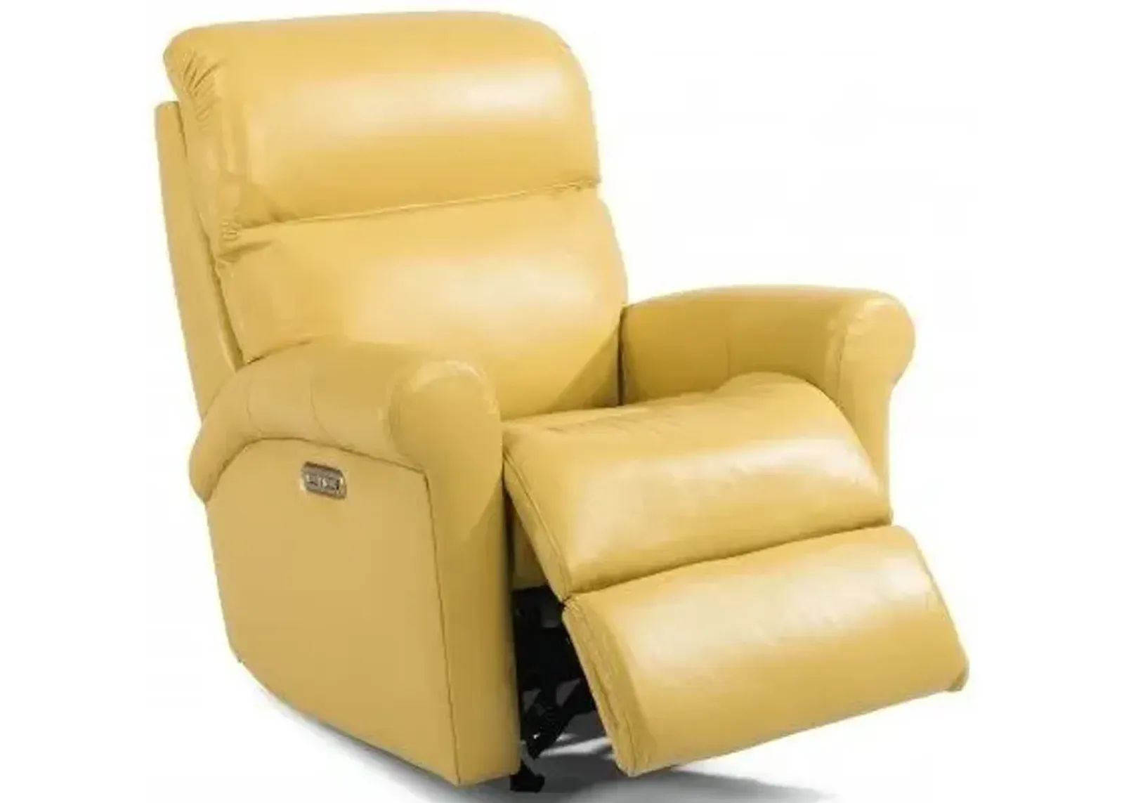 DAVIS LIGHT YELLOW POWER LEATHER RECLINER WITH POWER HEADREST