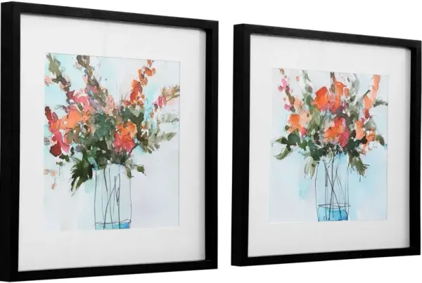 Uttermost Fresh Flowers 2-Piece Apricot Watercolor Prints Wall Art