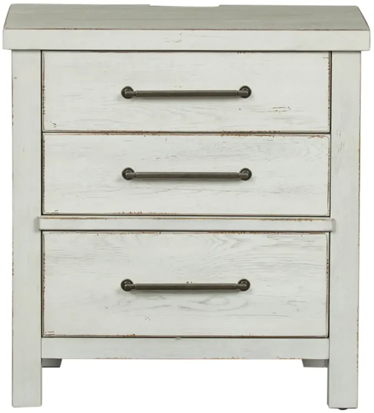 Liberty Furniture Modern Farmhouse Flea Market 3-Drawer White Nightstand