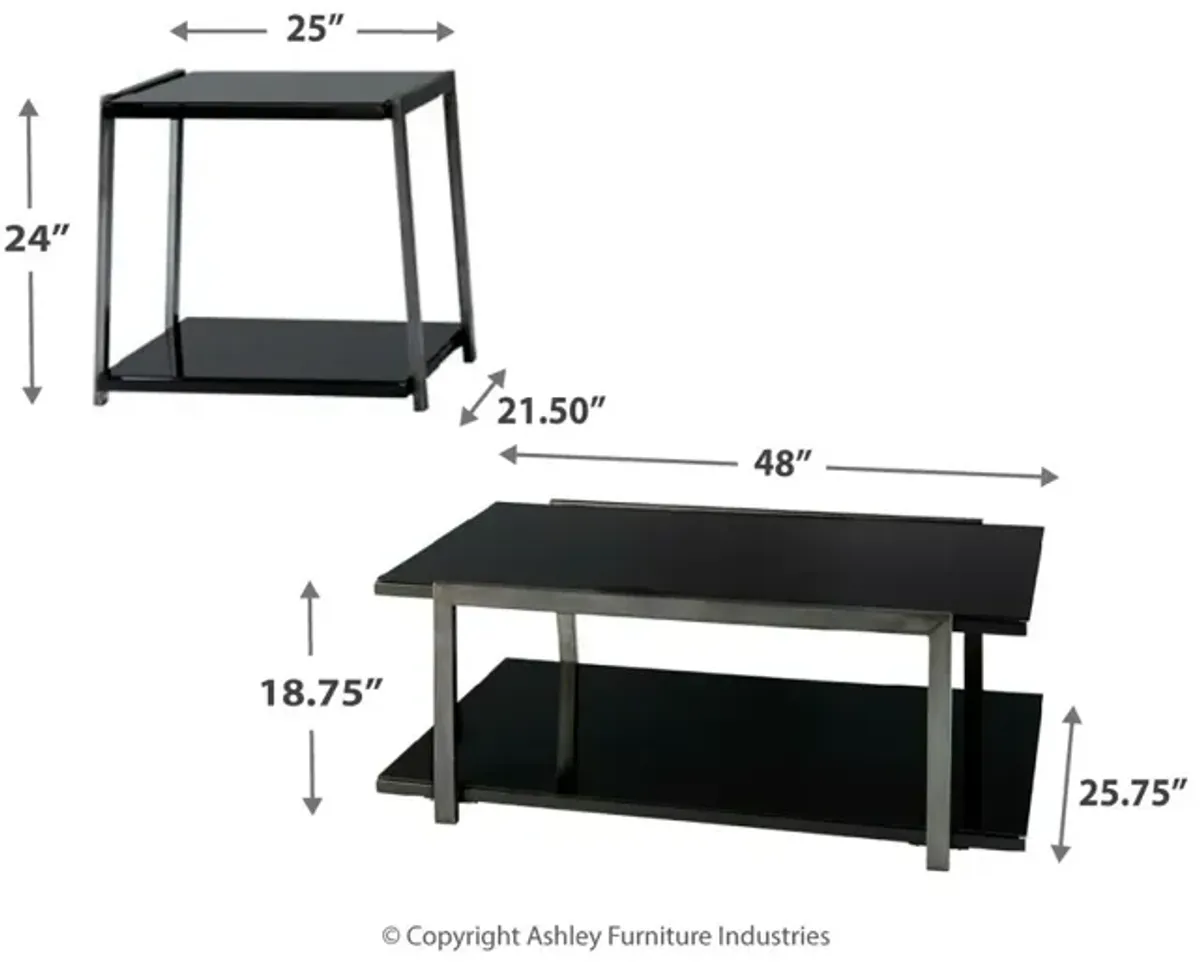 Ashley Rollynx 3-Piece Black Occasional Table Set