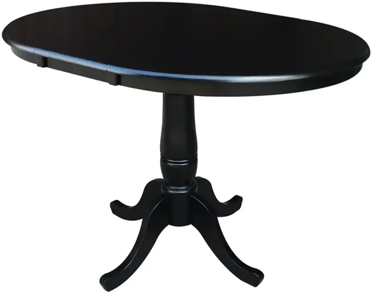 John Thomas Dining Essentials 36 Inch Extension Table with 30 Inch Traditional Pedestal Base in Black