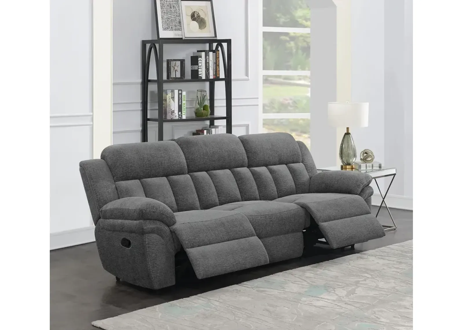 Coaster Bahrain Upholstered Motion Sofa Charcoal