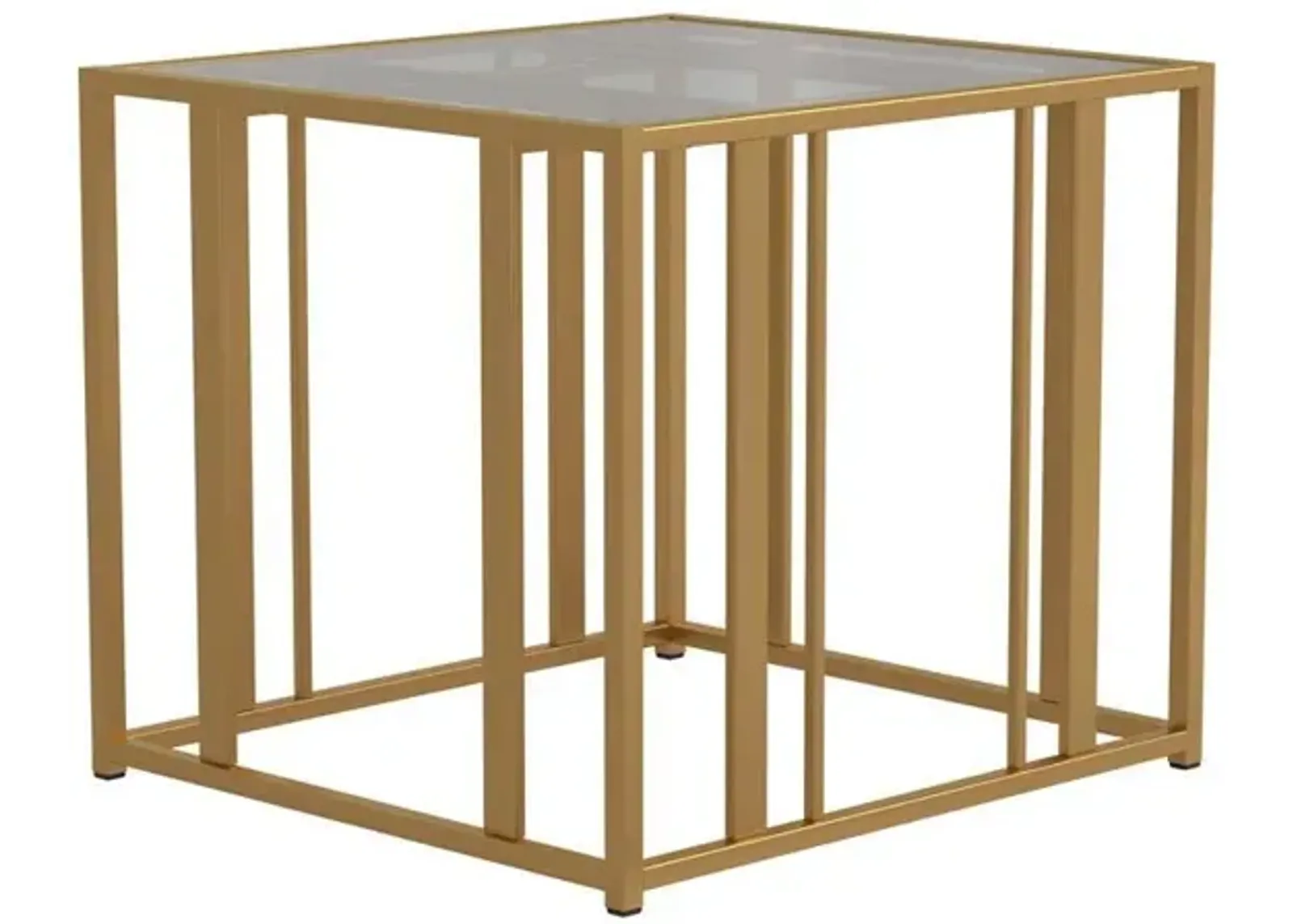 Coaster Adri Rectangular Glass Top Side End Table Matte Brass