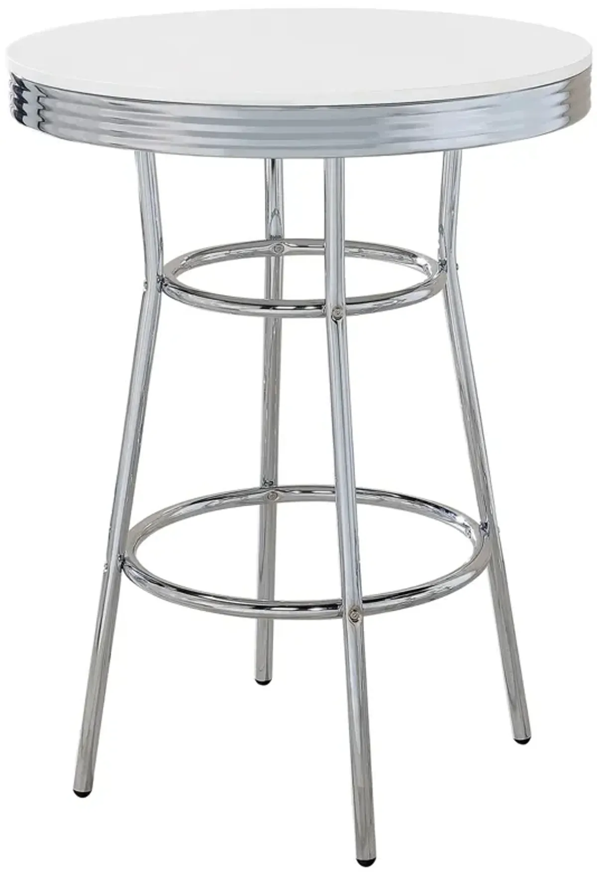 Coaster Retro Round 30 Inch 1950's Bistro Pub Height Bar Table White