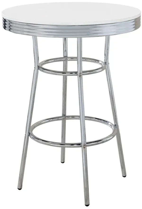 Coaster Retro Round 30 Inch 1950's Bistro Pub Height Bar Table White