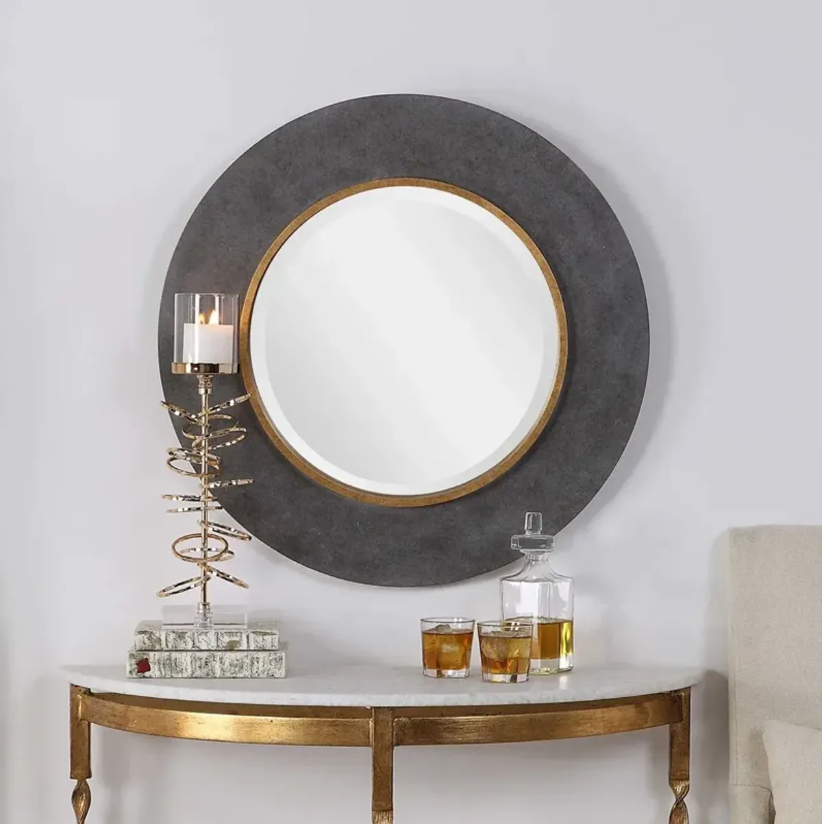 Uttermost Saul Charcoal Round Mirror