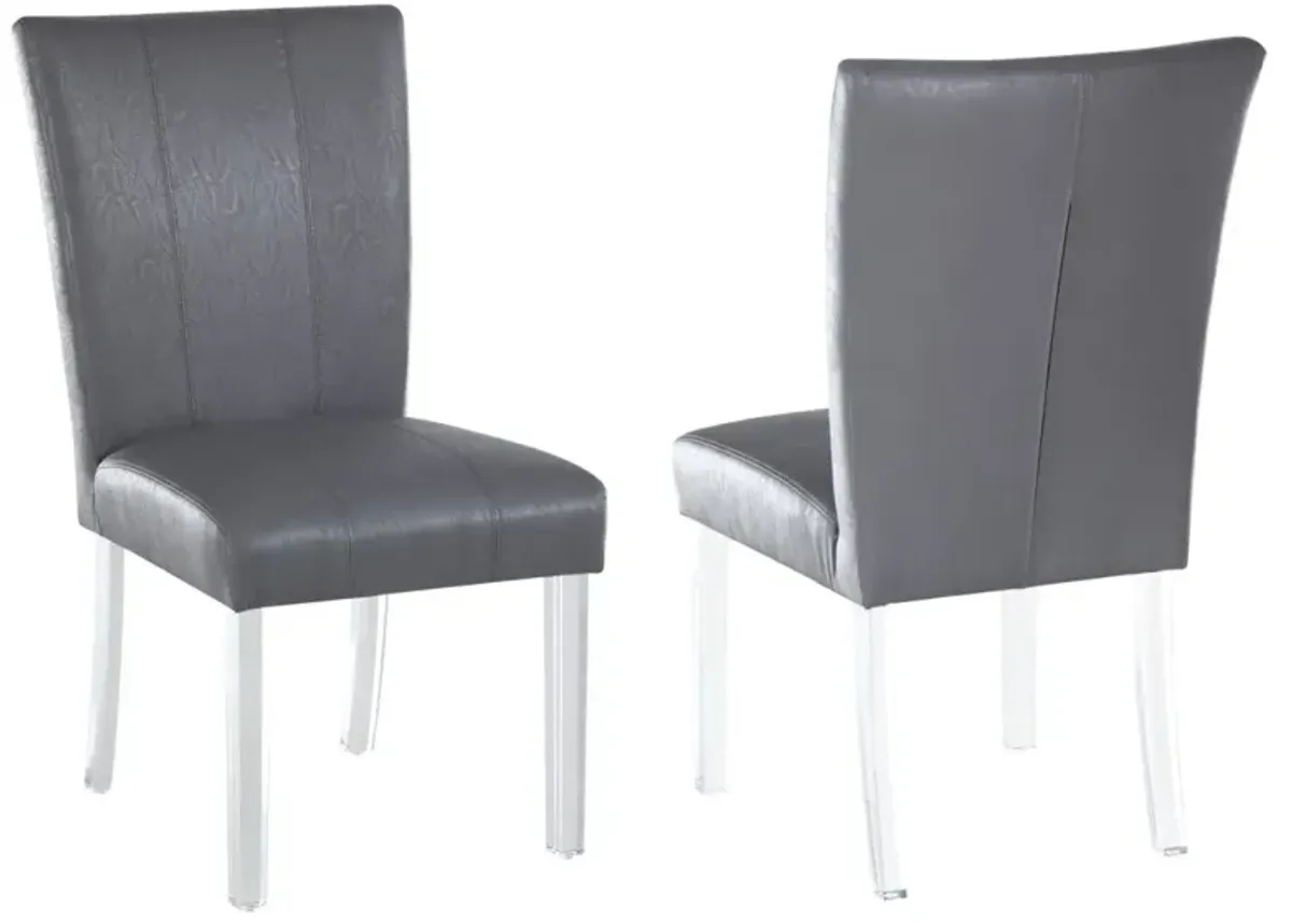 Chintaly Grey Contemporary Curved Flare-Back Parson Side Chair