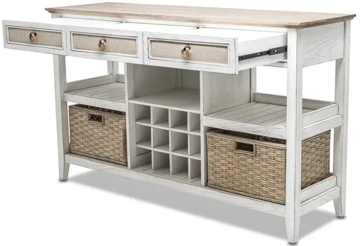 Seawinds Captiva Island Sideboard with Wine Rack Beach Sand Finish