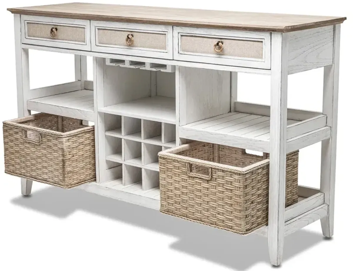 Seawinds Captiva Island Sideboard with Wine Rack Beach Sand Finish