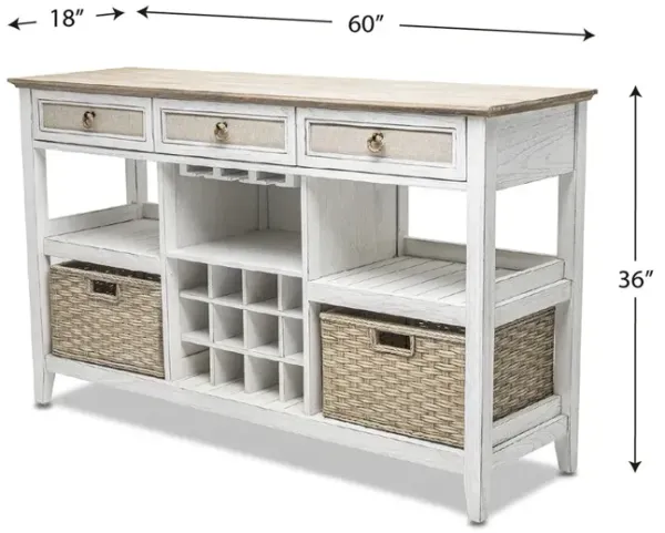 Seawinds Captiva Island Sideboard with Wine Rack Beach Sand Finish