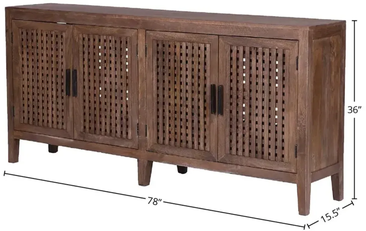 Parker House Crossings Portland Collection 78 TV Stand in Timber Color